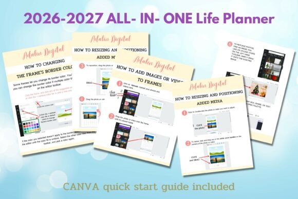 Editable two-year life planner template in Canva 2026-2027 — goal tracker and weekly layout for Etsy sellers