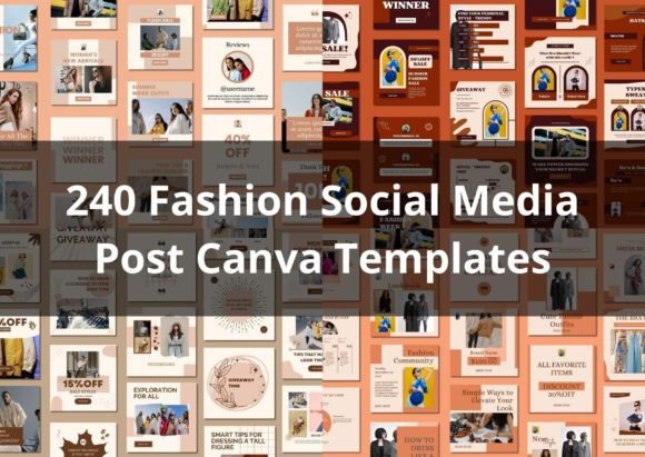 240 Fashion Social Media Canva Templates-A curated collection of editable social media graphics for clothing boutiques and creators open within the Canva templates dashboard.