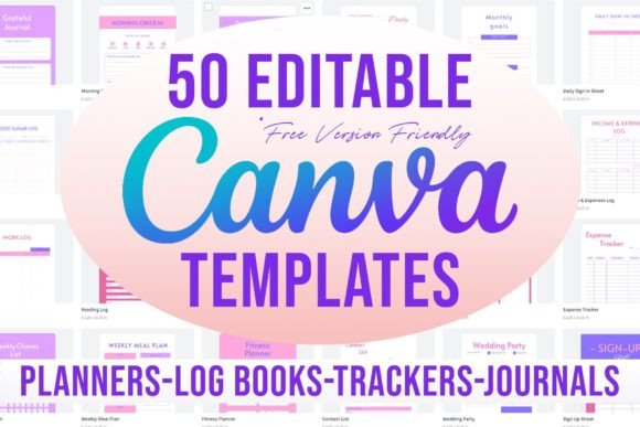 50 editable Canva templates in 6x9 format for Amazon KDP — low-content books on Creative Fabrica