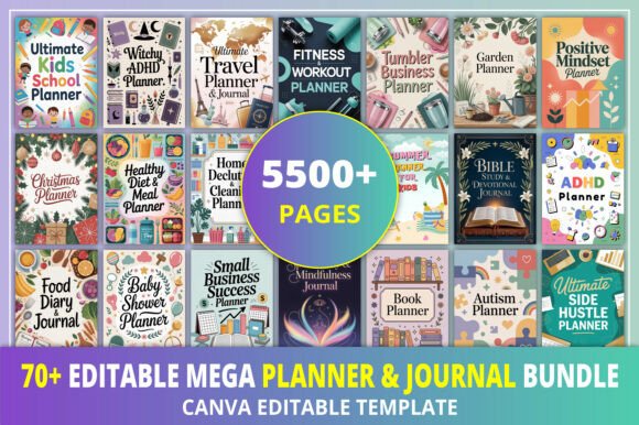 Versatile master bundle of best-selling KDP templates for creating custom health, routine, and self-care low content books.