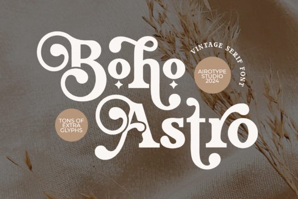 Boho Astro bold modern serif font with vintage vibes for zodiac KDP planner covers.