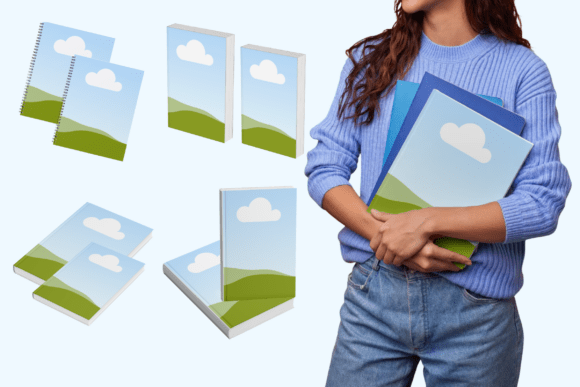 Canva book mockup template editable — 3D book cover display for KDP listings and Etsy product images