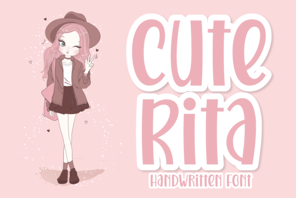 Showcase of Cute Rita display font, a free chic and adaptable minimalist typeface on Creative Fabrica. Perfect for elegant greeting card sentiments, soft minimalist digital planners, and aesthetic Canva template designs.