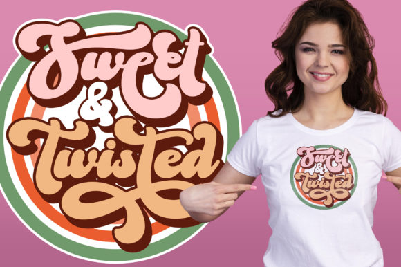 Groovy Retro funky vintage font for print-on-demand merchandise and Cricut craft designs.