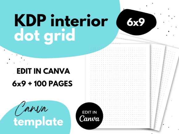 Minimalist 6x9 KDP dot grid journal template in Canva with industry standard 5mm spacing for custom bullet journals.