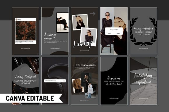 Premium luxury Canva social media template bundle — high-end Instagram posts for beauty and fashion brands