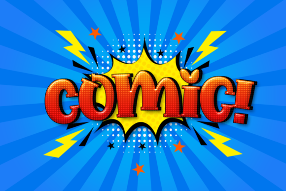 Comic book style bold display typeface from Creative Fabrica free font collection for children activity assets.