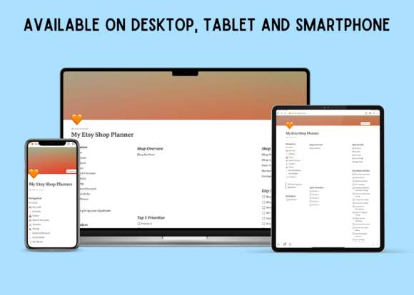 Notion Etsy Shop Dashboard Template-Functional and minimal digital workspace for small business owners created with professional Notion templates.