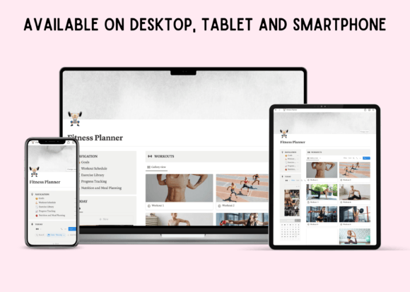 Notion Fitness Planner Template-Aesthetic digital nutrition planner and workout dashboard built with structured Notion templates for athletes.