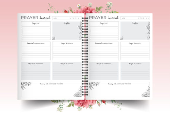 Ready-to-upload 8.5x11 and 6x9 prayer journal templates with customizable Adobe Illustrator source files for Amazon KDP.