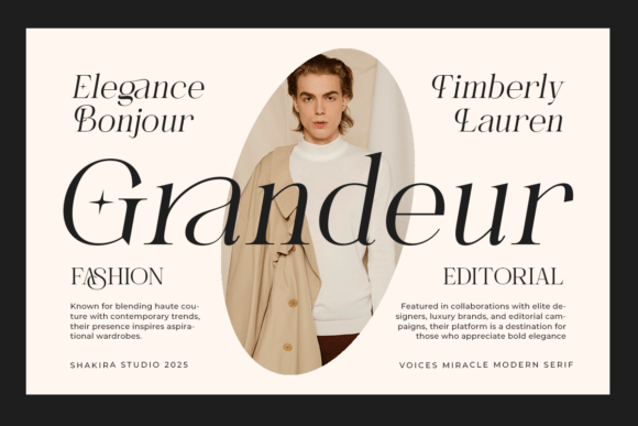 Voices Miracle elegant serif font for premium branding and luxury Canva templates design.
