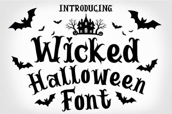 Wicked Halloween display font layout from Creative Fabrica for witchy KDP shadow work notebooks.