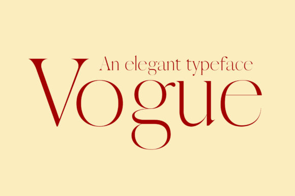 Showcase of Vogue modern serif font on Creative Fabrica, featuring high-fashion editorial typography with dramatic line contrast. Perfect for luxury branding, lifestyle magazine covers, and chic Canva layouts.