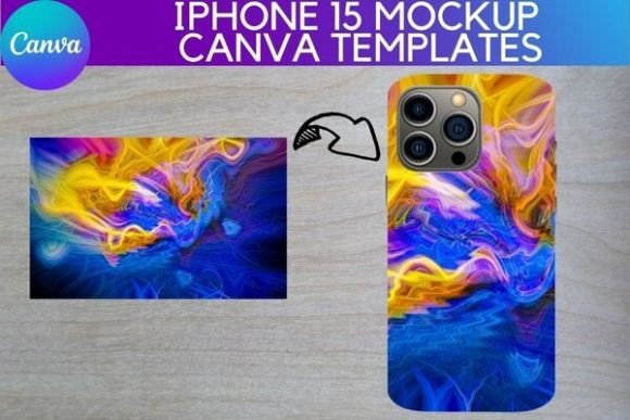 IPhone 15 Pro Max Mockup Canva Templates-A clean layout displaying editable clipping masks and frame shapes used for designing print-on-demand merchandise inside creative Canva templates.