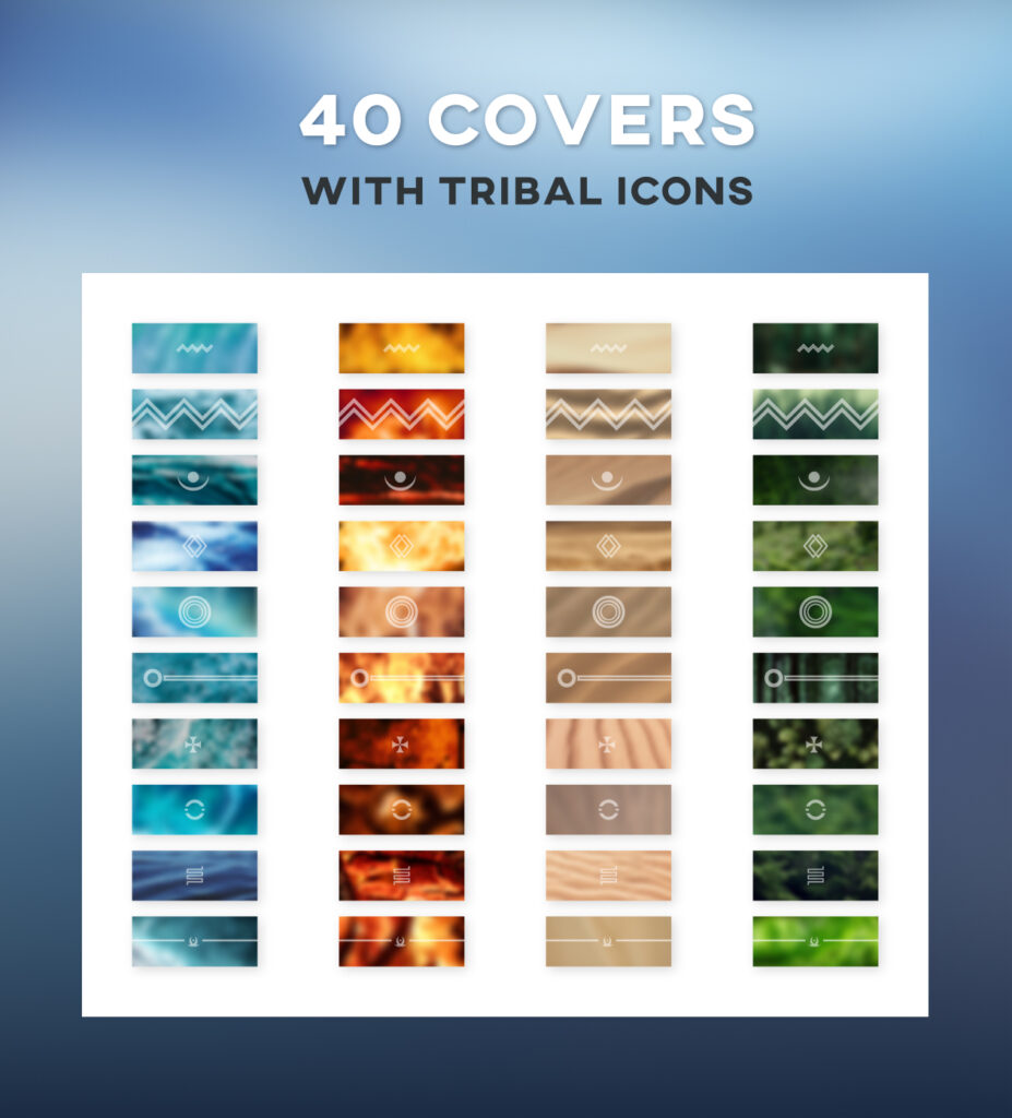 Earth sand fire water aesthetic Notion covers for wellness journalers and daily habit boards.