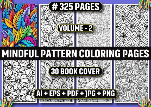 325 mindful pattern coloring pages bundle on Creative Fabrica.