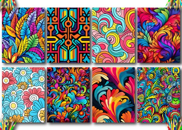 Intricate zentangle and floral adult coloring book interior vector assets for KDP.