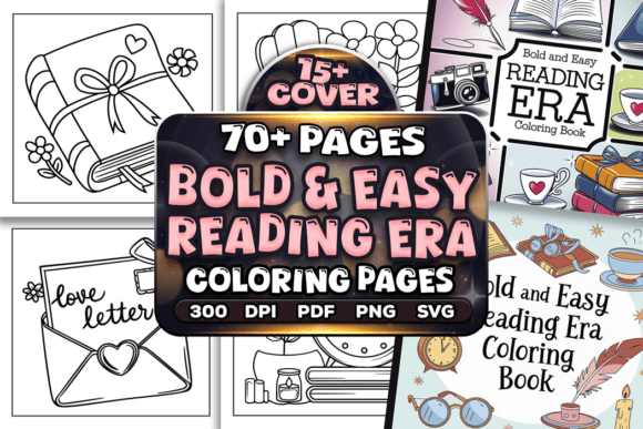 Bold and easy reading era coloring pages bundle on Creative Fabrica.