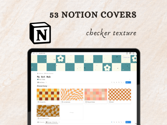 Minimalist black and white checker pattern Notion covers for chic retro page headers.