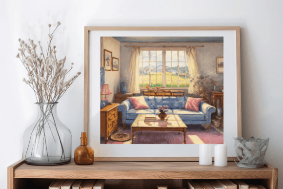 High resolution warm interior watercolor cover image for notion habit trackers and digital journals.