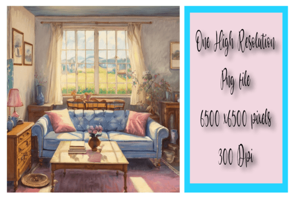 Cozy watercolor living room scene header artwork for aesthetic notion study space.