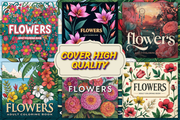 Floral line art and botanical illustration template for Amazon KDP self-publishing.