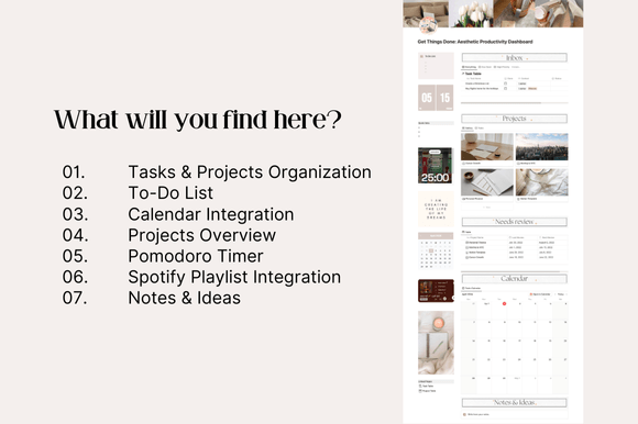Best aesthetic notion templates for students showcasing a sleek project dashboard and daily to-do list layout.