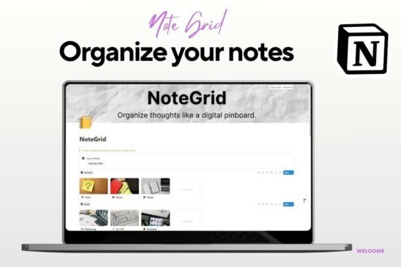 A minimalist moodboard inspired Notion layout for creative entrepreneurs organizing ideas and digital marketing notes.