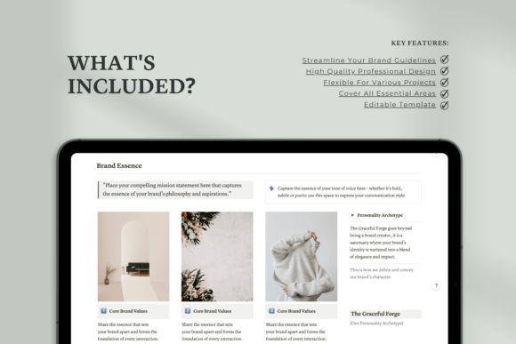 An interactive and professional brand identity book template designed within a minimalist Notion dashboard.