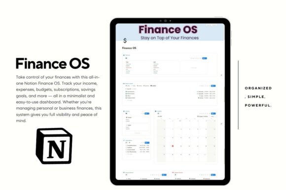 Expense tracker Notion spreadsheet template, minimal digital budget command center for freelancers and personal finance tracking.
