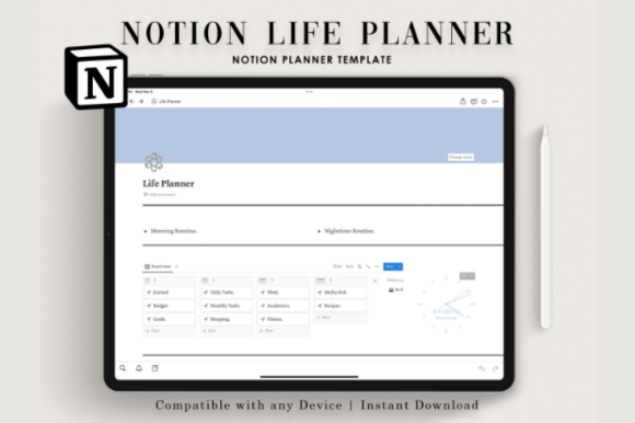 Chic minimalist life planner and academic subject tracker notion template for university students.