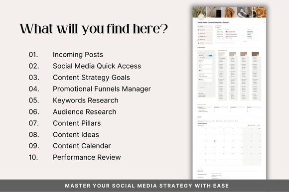 Best aesthetic notion templates for students featuring a colorful social media workspace with keyword and audience research modules.