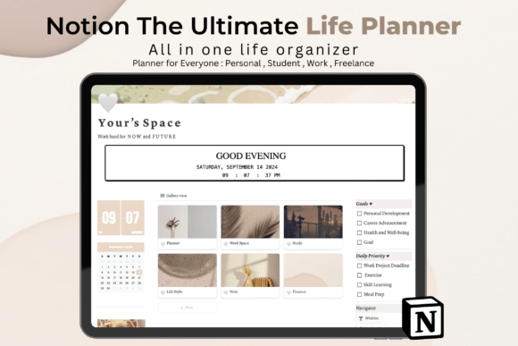 Comprehensive all-in-one life planner and academic hub notion template with automated budget and project trackers.