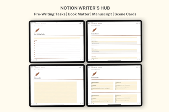A distraction free scriptwriting and SEO content drafting dashboard layout created in Notion.
