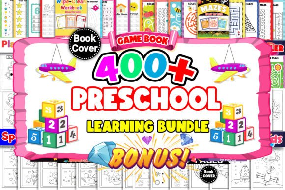 400 pages preschool learning activity book bundle interior layout from Creative Fabrica.