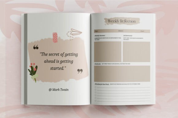 Sample daily planner interior page from the 100+ editable KDP templates bundle, ready to upload to Amazon