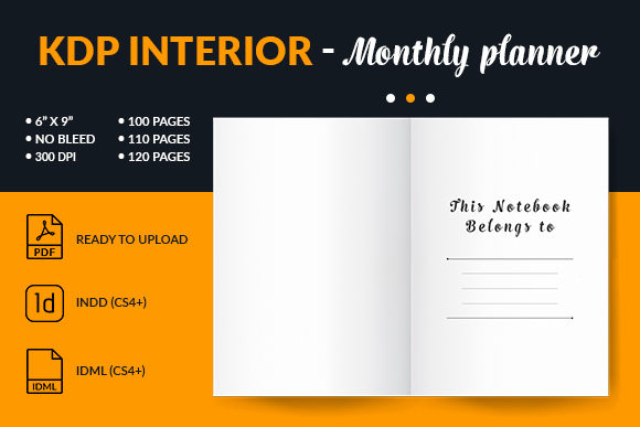Blank lined and dotted notes page from monthly planner KDP interior, print-ready at 300 DPI