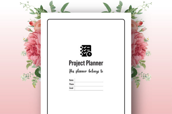 Project planner interior page with task list and milestone tracker, editable KDP template