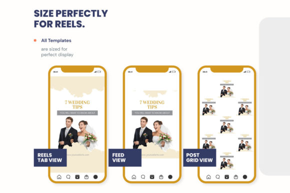 Animated wedding Reels slide template for Instagram, editable Canva design