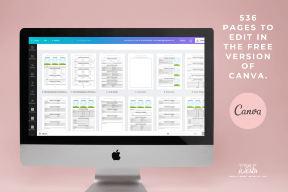 Editable wedding planning binder interior page, customizable in Canva