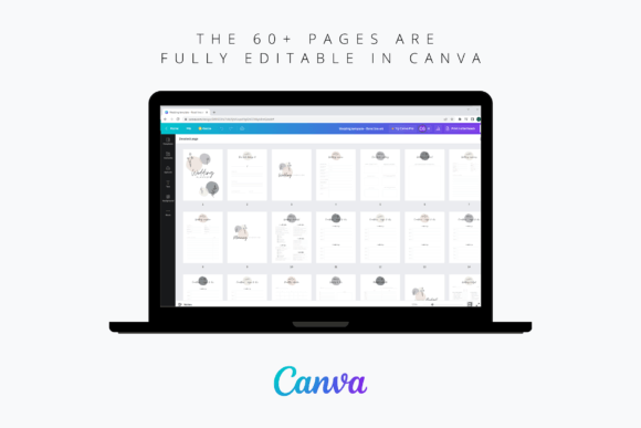 Editable wedding budget tracker page inside Canva wedding planner template
