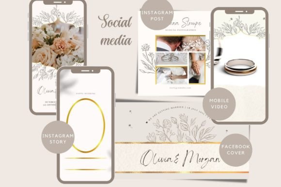 Sophisticated wedding invitation design from Canva PRO wedding template bundle