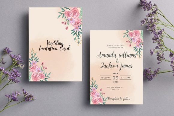 Layered luxury Canva wedding invitation template with free fonts