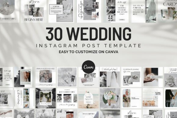 Wedding Instagram Canva template bundle for bridal brands and planners