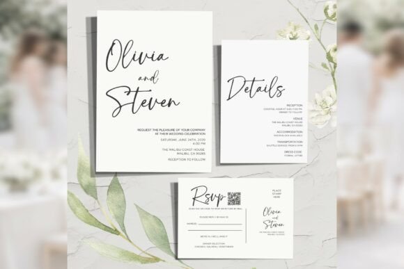 Modern script Canva wedding invitation template with expressive calligraphy